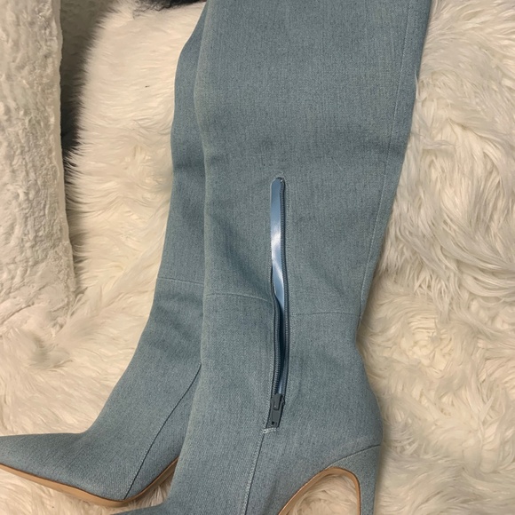 Denim thigh high boots - Picture 1 of 3